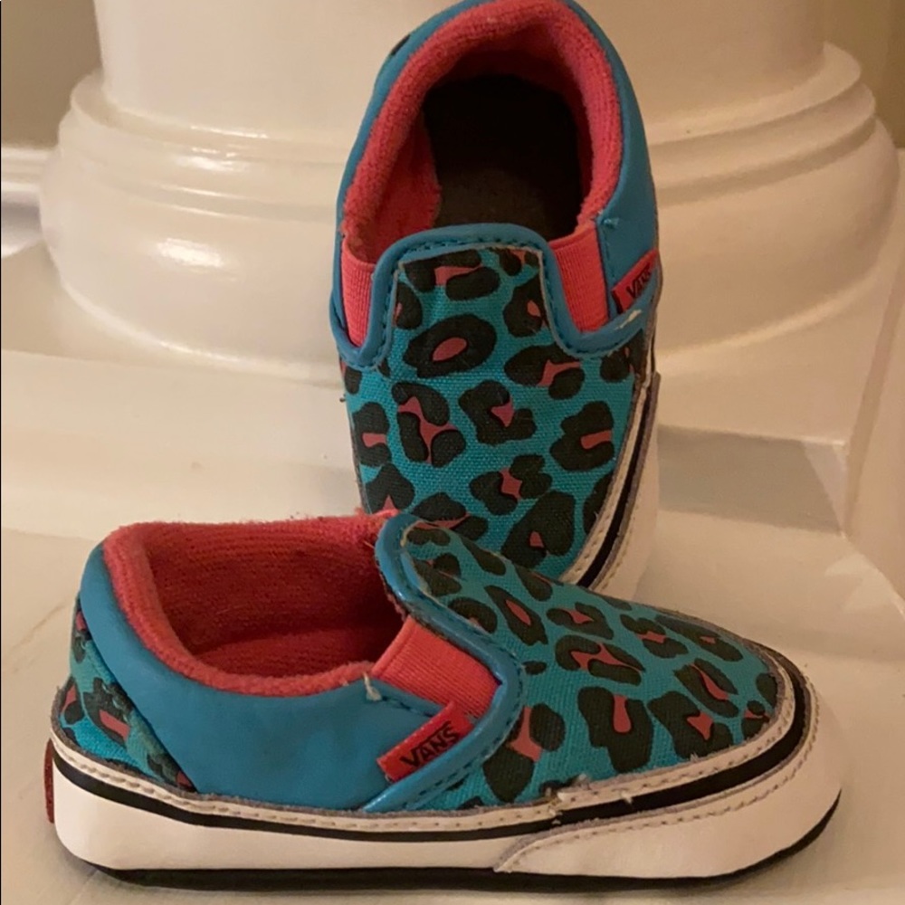 Infant Vans Blue and Pink Leopard Print Girls Vans